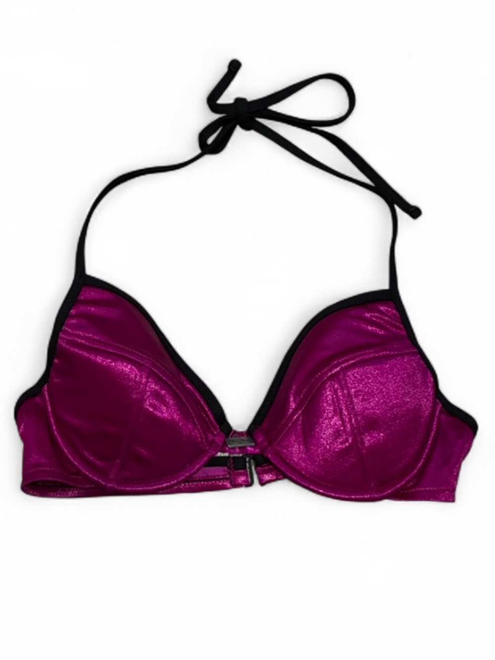 Y2K Messino Shiny Purle Halter Bra Swim Top
